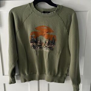 Forever 21 Forest Green Graphic Crewneck Sweater